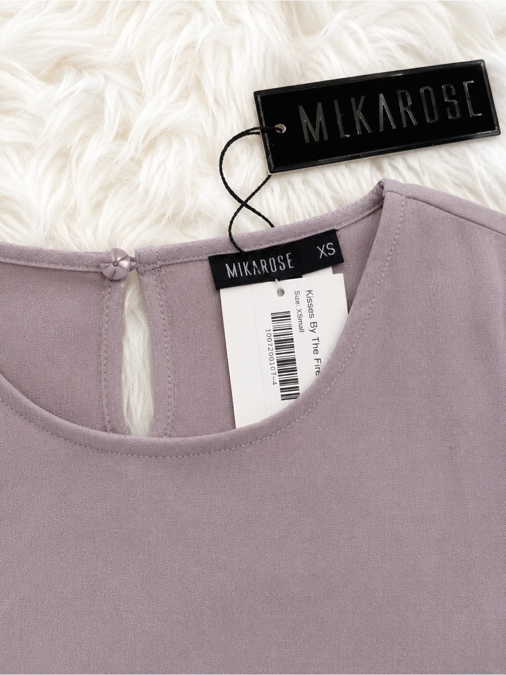 Mikarose NWT Lavender Blouse XS Ruffle Sleeve Boutique Top Modest Chic Boho - Picture 2 of 3